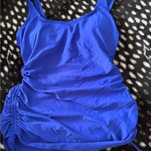 Vibrant Blue Ruched swim Tank Top